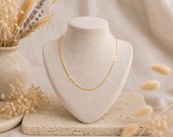 9 karat gult guld Singapore-kedjehalsband – 2 mm högglansglitter | Massivt 9 karat guld | Presentask | 40 cm 45 cm 50 cm