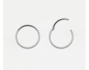 Twisted Rope 316L Surgical Steel Hinged Ring Clicker Ring Cartilage Earrings Tragus Hoop Helix Earrings Daith size: 1.2 x 6/8/10/12mm