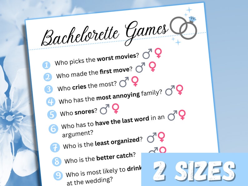 Bachelorette Party Games Printable, Bride VS Groom, FUN Clean Hens