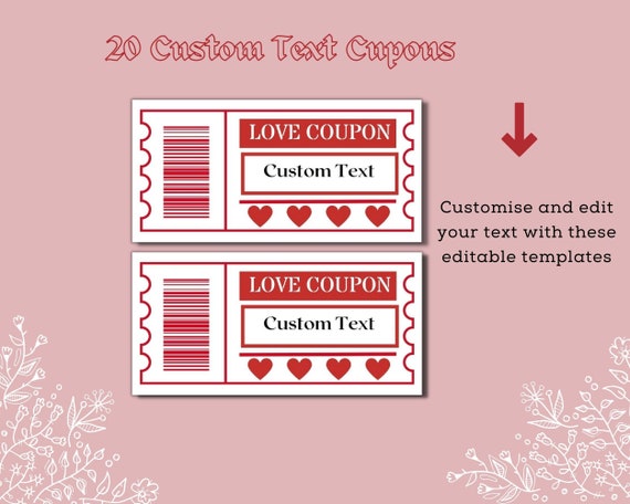 40 Love coupon italiano, modificabili e stampabili, per San Valentino nel  2024