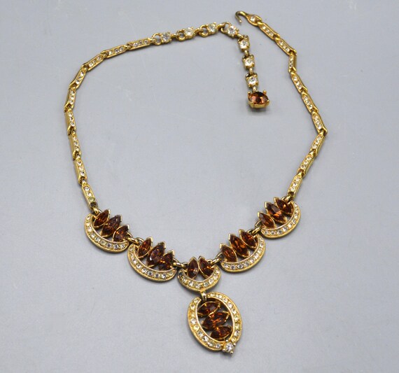 Vintage Mid Century Bogoff Rhinestone Necklace - image 2