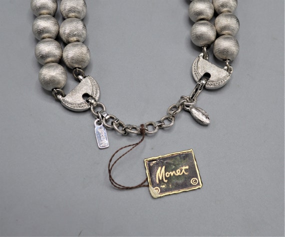 Vintage NWT Monet Textured Bead Double Strand Nec… - image 5