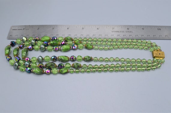 Mid Century 3 Strand Glass Bead Necklace - image 5