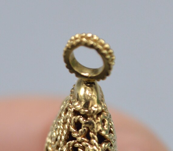 10k Gold Filigree Ruby Pendant: Pear Briolette So… - image 4