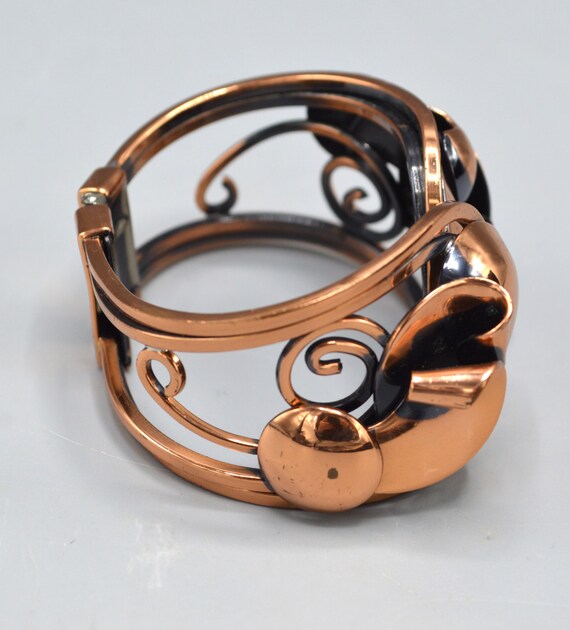 Vintage Solid Copper Hinged/Clamper Bracelet - image 4