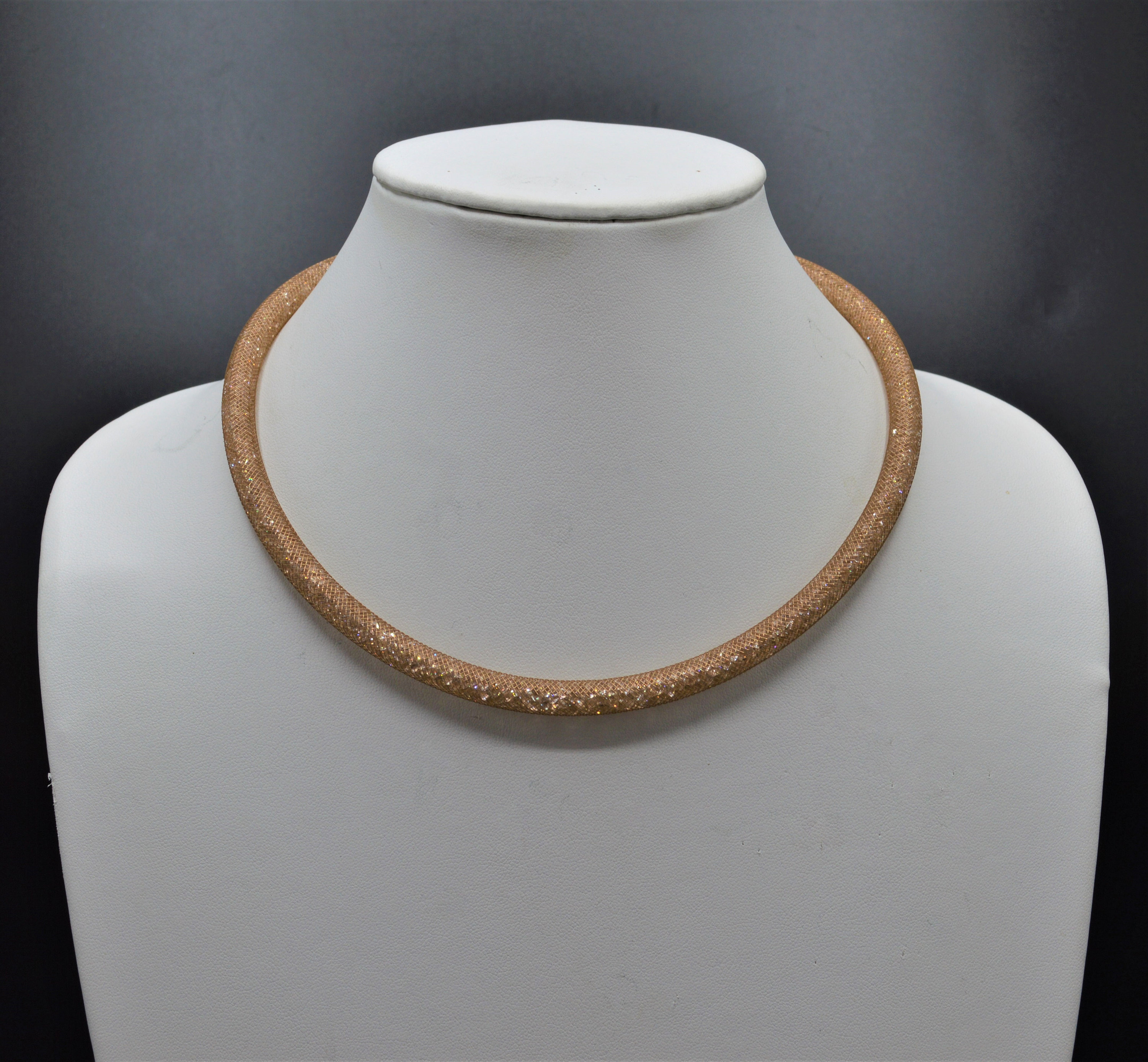 Swarovski Stardust Crystals Rose Gold Mesh Choker Collar Necklace