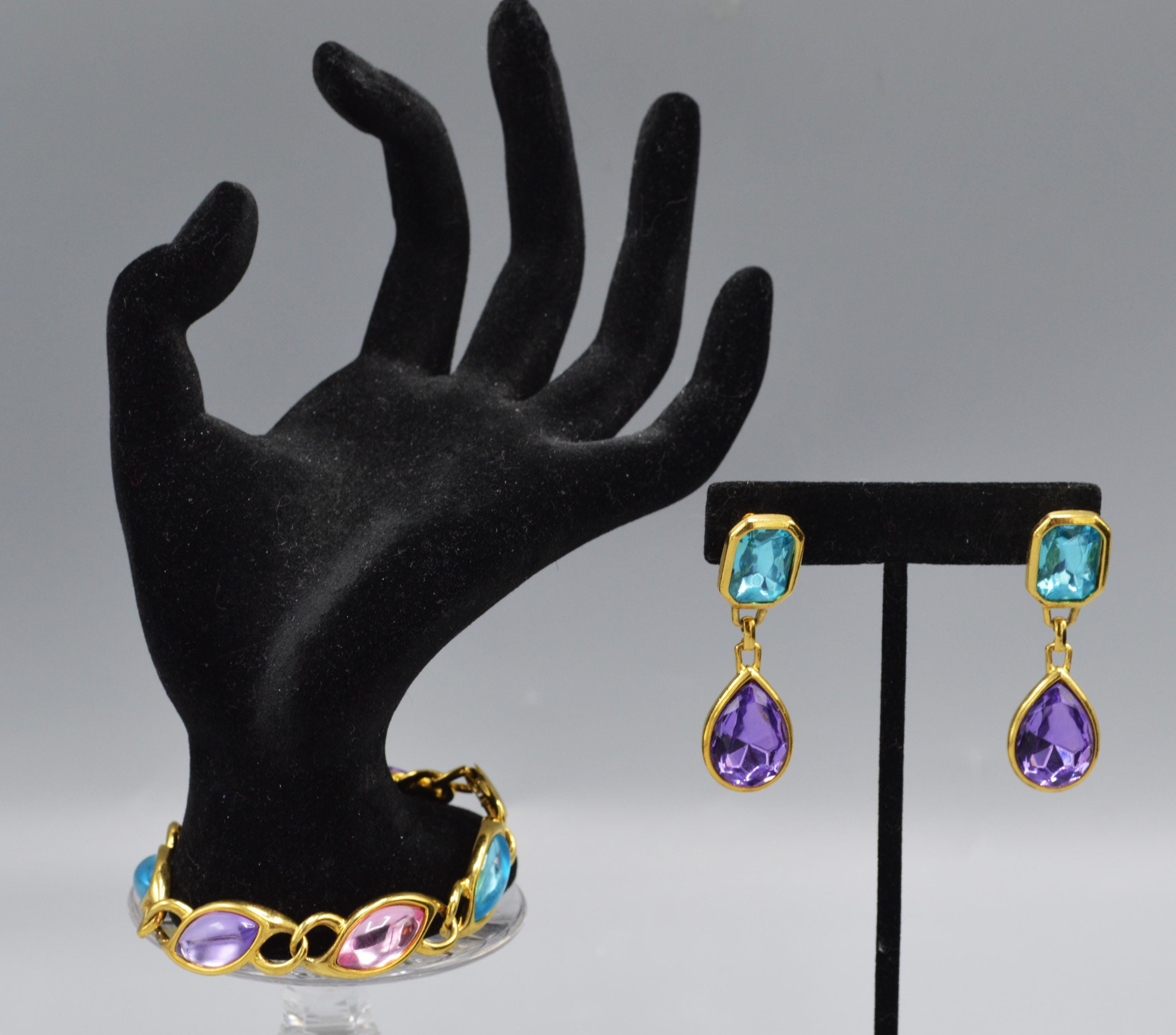 80'90's Trifari TM バロックパール ピンクストーン Mix ヴ Vintage Trifari TM Multicolor Pink Blue Purple Lucite Gld