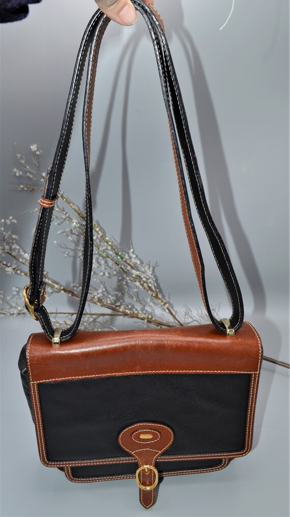 Bally Vintage Black and Brown Leather Crossbody F… - image 6