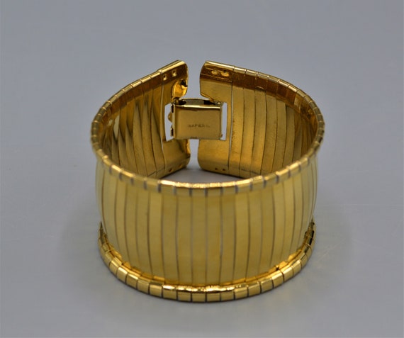 1960's Napier Gold Tone Wide Articulated Bangle - image 2