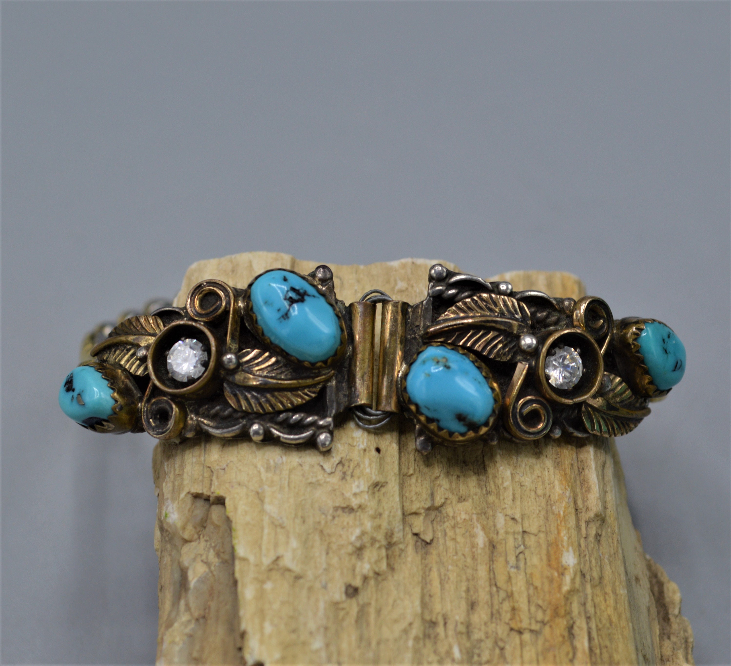 Navajo Harry B Yazzie Sterling Silver & Turquoise Squash Blossom