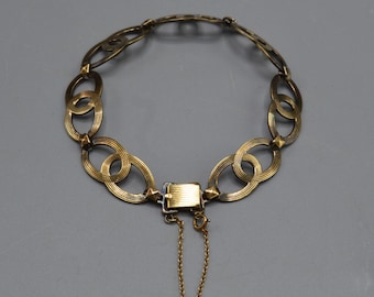 Vintage 1940's Symmetalic Design 14kt Over Sterling Link/Panel Bracelet