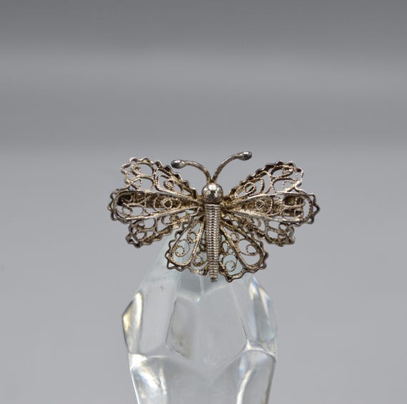 Antique Silver Filigree Butterfly Pin/Brooch