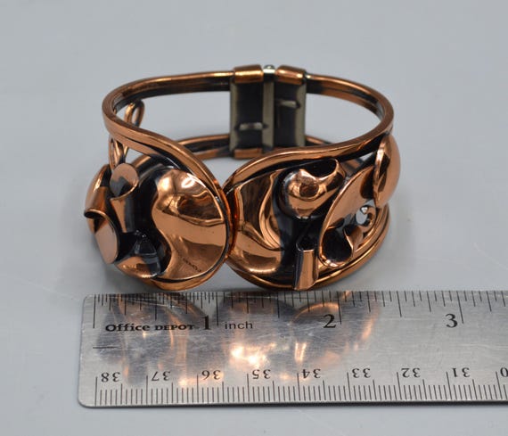 Vintage Solid Copper Hinged/Clamper Bracelet - image 7