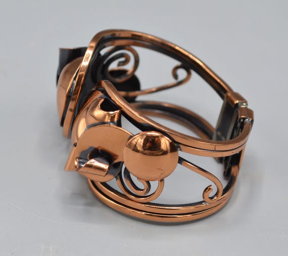 Vintage Solid Copper Hinged/Clamper Bracelet - image 2