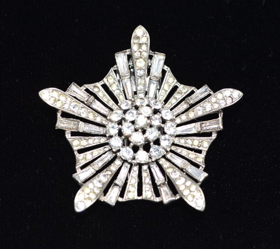 1947 Trifari Alfred Philippe Sterling Star Diamante F… Gem