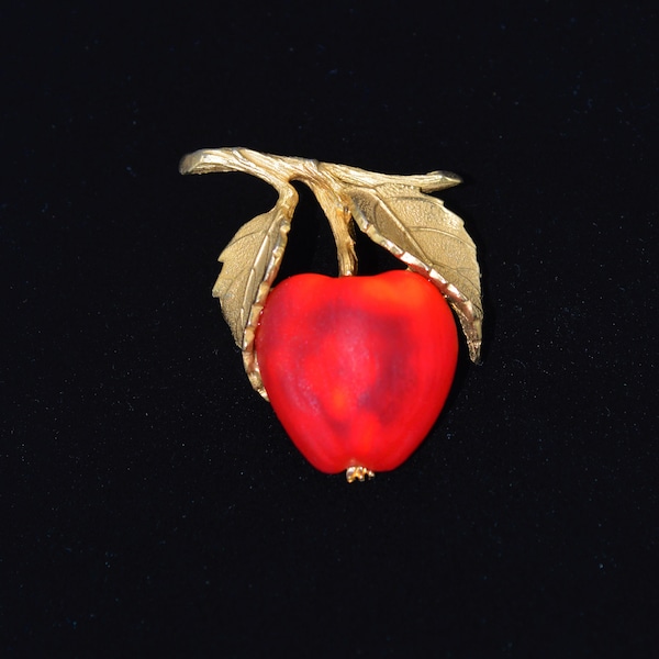 Napier Red Apple Figural Brooch