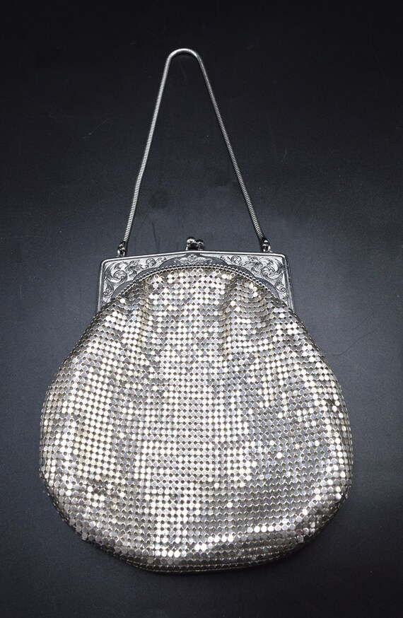 Whiting and Davis Mid-Century Silver Mesh Bag With