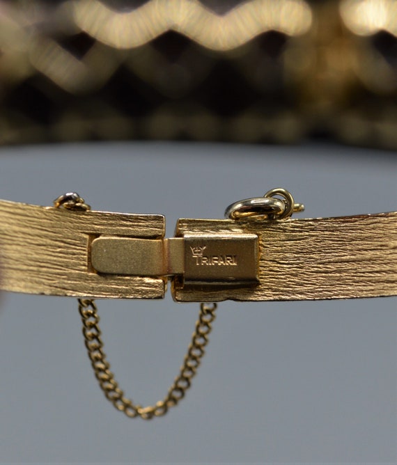 Crown Trifari Stained Glass Enamel Clamper Bracel… - image 5