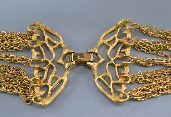 Trifari Multi Strand Graduated Gold Tone Necklace - image 6