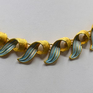 Vintage Gold Tone and Light Blue Enamel Necklace image 5