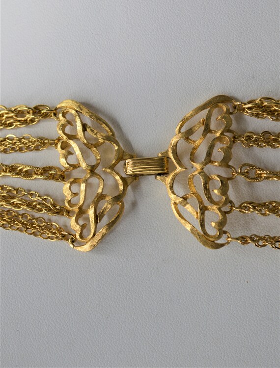 Trifari Multi Strand Graduated Gold Tone Necklace - image 4