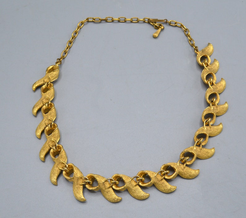 Vintage Gold Tone and Light Blue Enamel Necklace image 3