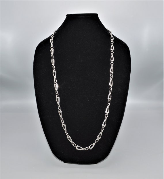 Trifari Triangle Shaped Link Silver Tone Necklace