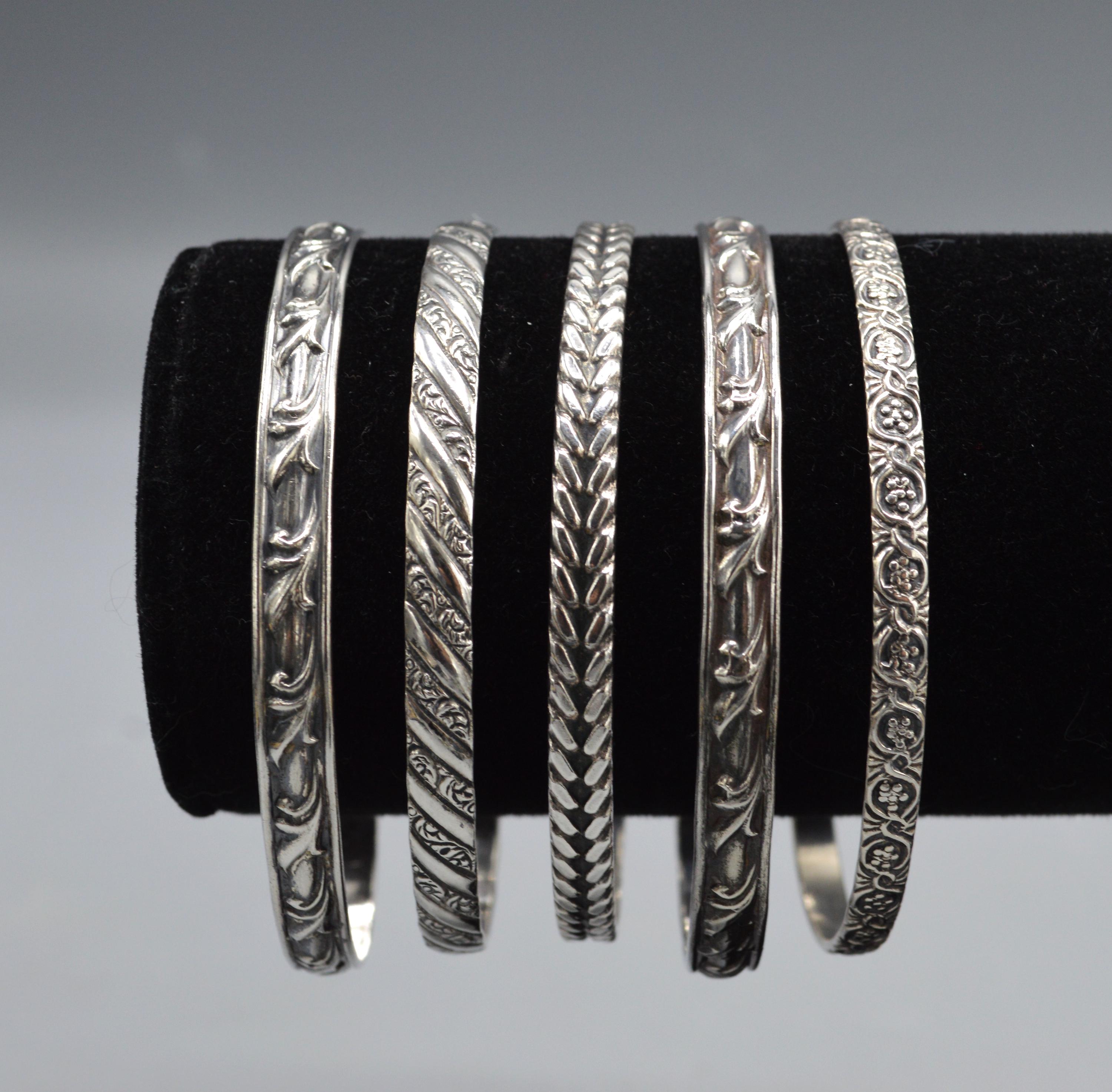 Vintage Sterling Silver Bangles - Etsy