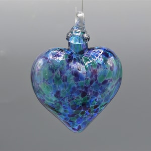 Glass Eye Studio Blue Mosaic Chip Heart Ornament