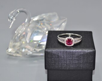 Synthetic Ruby and Sapphire Set in Sterling Ring