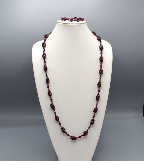 Vintage Bohemian Rope Garnet Necklace and Bracelet