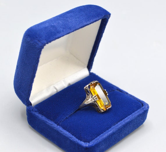 1920's Art Deco Sterling and Citrine Glass Ring - image 1