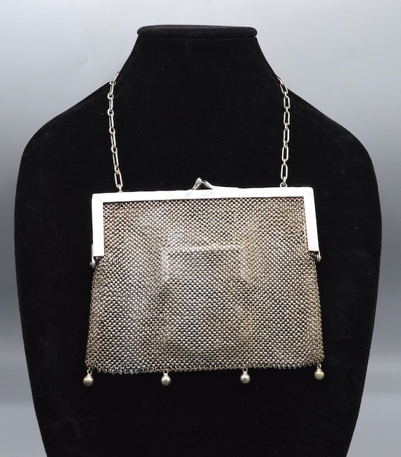 Antique 1920's German Silver Mesh Bag w/ Coin Purse