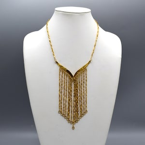 1960's Gold Tone Fringe/Tassle Statement Necklace