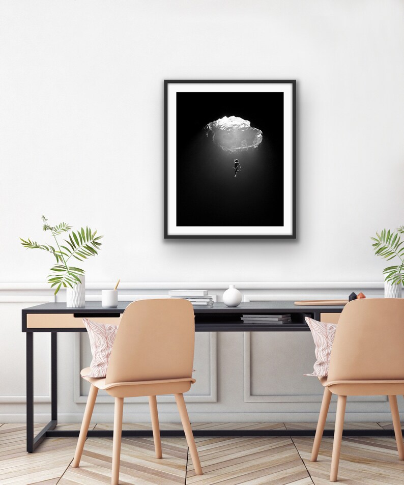 DIVER WALL ART Cute Wall Art Underwater Deep Sea Diver Unique Girl Sea