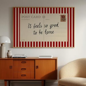Vintage Postkarte Poster: Gestreifte, gemütliche Wandkunst