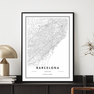 Barcelona Stadt Karte Druck, Barcelona Spanien Karte Poster, Barcelona Karte Wandkunst, Karte von Barcelona, Spanien Reise Poster, Custom Map Print