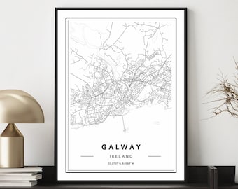 Galway Map Print, Galway Map Poster, Galway Map Wall Art, Galway Map, Galway Art Print, Map Of Galway, Custom Map Design