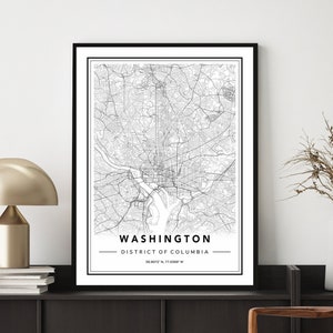 Affiche de carte de Washington DC, Carte de la ville de Washington, Carte de Washington DC, Impression de carte de Washington, Conception de carte personnalisée