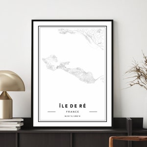 Ile de Re Frankrijk Kaart Afdrukken, Ile de Re Kaart Poster, Ile de Re Kaart Kunst aan de muur, Kaart van Île de Ré, Frankrijk Kaart Poster, Minimale Landkaart