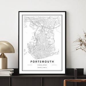 Portsmouth kaart afdrukken, Portsmouth kaart poster, Portsmouth kaart kunst aan de muur, kaart van Portsmouth, Portsmouth stadsplattegrond, elke kaart locatie beschikbaar