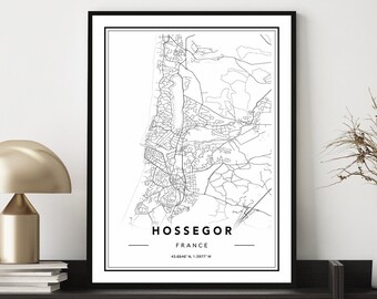 Hossegor Map Print, Hossegor Map Poster, Hossegor Map Wall Art, Hossegor Art Print, Map Of Hossegor, Hossegor France Map, Custom Map Poster