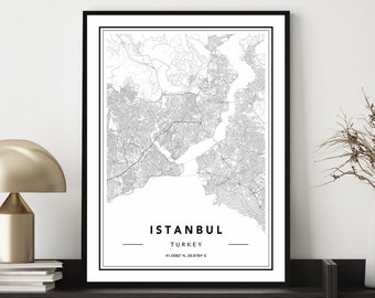 Istanbul City Map Art Print: Minimalist Turkey Map Poster