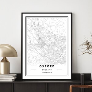 Oxford Map Print, Oxford Map Poster, Oxford Map Wall Art, Oxford City Map, Oxford UK Art Print, Mapa de Oxford, Custom Map Poster