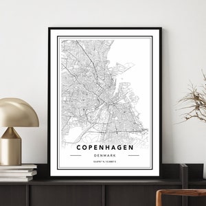 Kopenhagen Karte Kunstdruck: Kobenhavn City Map Poster