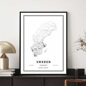 Zweden Kaart Print, Zweden Kaart Poster, Zweden Kaart Kunst aan de muur, Zweden Kaart, Kaart van Zweden, Zweden Poster, Aangepaste kaarten beschikbaar