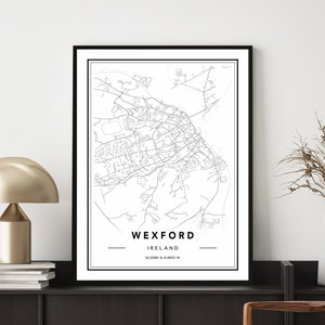 Wexford Ireland Mapa Print, Wexford Mapa Poster, Wexford Mapa Wall Art, Wexford Street Map, Mapa de Wexford Irlanda, Mapa de la ciudad personalizada