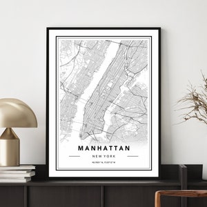 Manhattan Karte Druck, Manhattan Karte Poster, Manhattan Karte Wandkunst, Benutzerdefinierte Karte Druck, Manhattan Karte, Karte von Manhattan, New York Karte