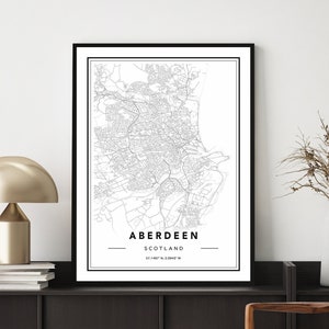 Impressão de mapa de Aberdeen, pôster de mapa de Aberdeen, arte de parede de mapa de Aberdeen, mapa da cidade de Aberdeen, impressão de arte de Aberdeen, mapa de Aberdeen, pôster de mapa personalizado