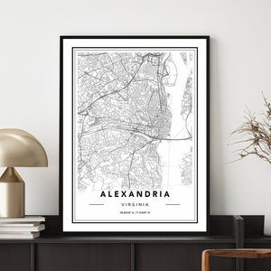 Alexandria WA Stadskaart Afdrukken, Alexandrië Kaart Poster, Kaart van Alexandrië Washington, Alexandrië WA Kaart Kunst aan de muur, Aangepaste Kaart Poster